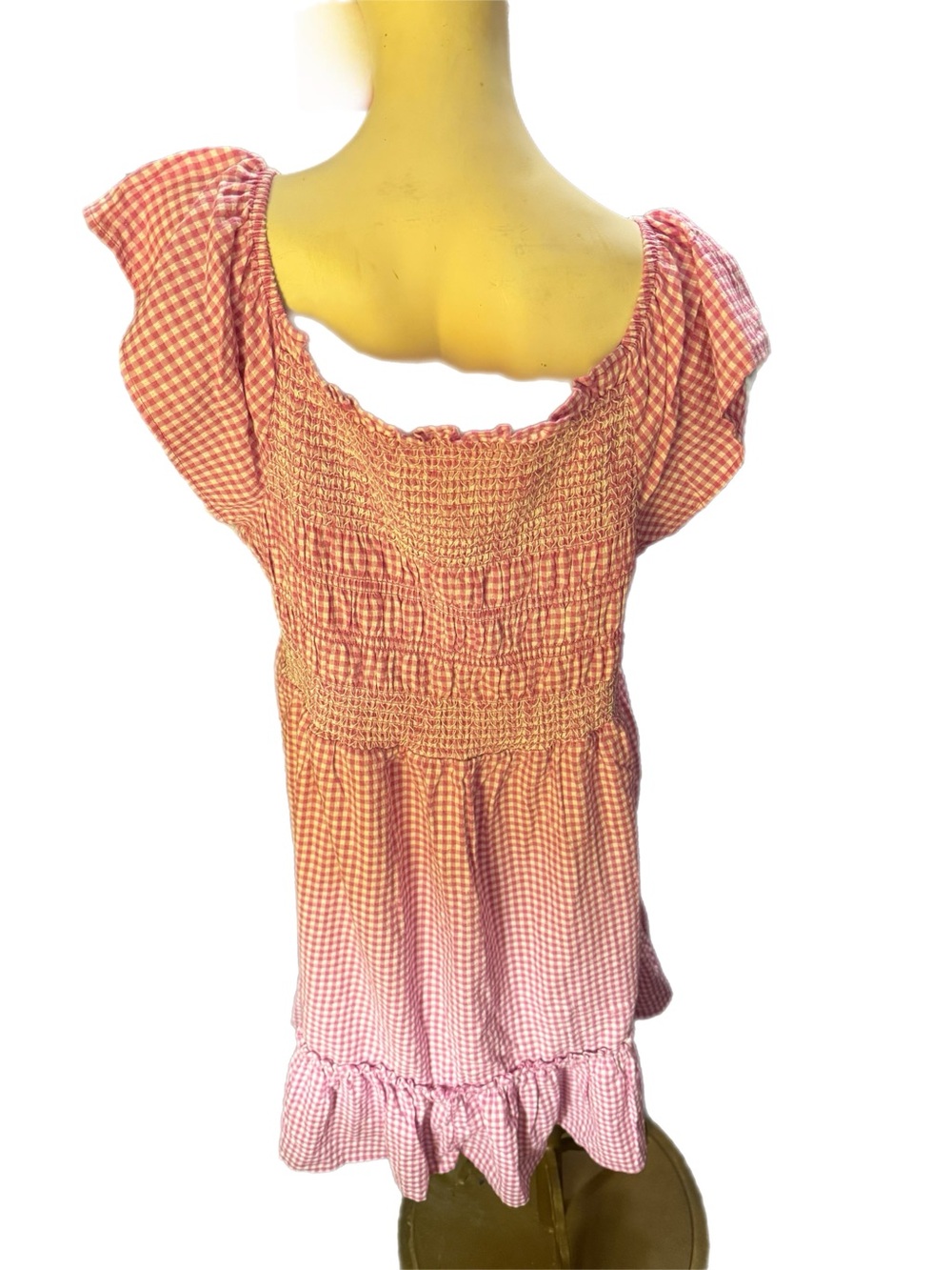 Terra & Sky 2X Gingham Smocked Midi Dress in Black, Purple, and Coral - Picture 2 of 9